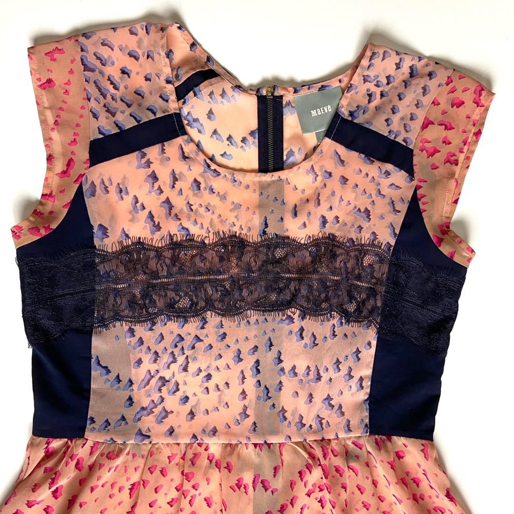 ANTHROPOLOGIE MAEVE Evangeline Sheer Peplum Top Pink Woken’s Size XS - Picture 4 of 15